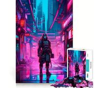 Samurai Cyberpunk City Hard Jigsaw Puzzle for Adults 1000 Pieces Intellect Toy Cozy Time Quality Cut (50x75cm)