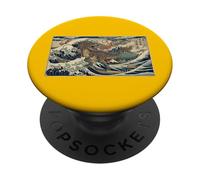 Samurai Dinosaur Big Wave Japanese Traditional Epic PopSockets Adhesive PopGrip