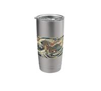 Samurai Dinosaur Big Wave Japanese Traditional Epic Stainless Steel Insulated Tumbler