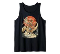 Samurai Dinosaur Warrior Velociraptor Falcon Vintage Japan Tank Top
