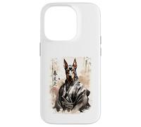 Samurai Doberman Dog Warrior. Japanese Ink Art Japan Design Case for iPhone 14 Pro