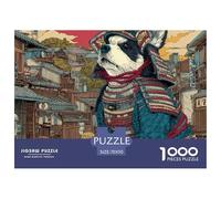 Samurai Dog 1000 Piece Jigsaw Puzzle Paper Puzzle Game for Adults Japanese Old Town Scene Focus Boost Family Fun Gift Home Decor 70x50cm/1000pcs