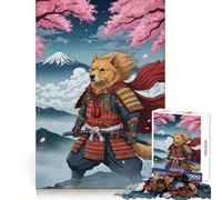Samurai Dog Mount Fuji Jigsaw Puzzle for Teenagers 1000 Pieces Boost Recall Tension Relief Tight Edge Fine Art Piece (38x26cm)