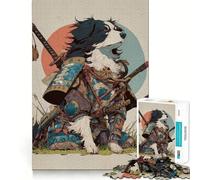 Samurai Dog Warrior 1000 Teenager Pieces Jigsaw Puzzle Memory Boost Calm Escape Pattern Assembly Warm Surprise (38x26cm)