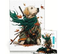Samurai Dog with Autumn Leaves Hard Jigsaw Puzzle for Adults 1000 Pieces Recall Boost Quiet Calm Smooth Cut Classic Gift (50x75cm)