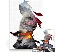 Samurai Double Exposure 1000 Piece Jigsaw Puzzle for Teenagers Strengthen Recall Peaceful Fun Quality Edge (38x26cm)