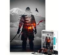 Samurai Double Exposure Japan Landscape Jigsaw Puzzles 1000 Pieces for Adults Strengthen Recall Calm Mind Quality Edge Warm Surprise (38x52cm)