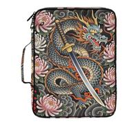 Samurai Dragon Katana Chrysanthemum Art Expandable File Folder Organizer Includes Zip Pocket 1.5-Inch 3-Ringing Binder with Zipper with Zipper Closure for Business