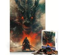 Samurai Dragon Monster Art Jigsaw Puzzle 1000 Piece for Teenagers Logic Sense Toy Calm Pastime Smooth Edge Premium Gift (38x26cm)