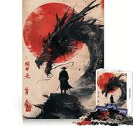 Samurai Dragon Red Sun 1000 Piece Jigsaw Puzzles for Teenagers Jigsaw Wise Think Toy Relax Time Clear Cut Festival Gift (50x75cm)