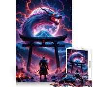 Samurai Dragon Super Moon 1000 Pieces Jigsaw Puzzles for Teenagers Mental Toy Stress Relief Premium Cut (38x52cm)