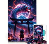 Samurai Dragon Super Moon Hard Jigsaw Puzzle for Adults 1000 Pieces Recall Boost Quiet Calm Smooth Cut Classic Gift (50x75cm)