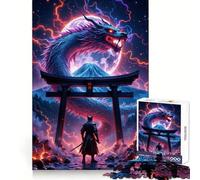Samurai Dragon Super Moon Hard Jigsaw Puzzle for Adults 1000 Pieces Recall Boost Quiet Calm Smooth Cut Classic Gift (50x75cm)