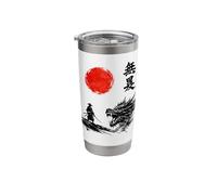 Samurai Dragon Traditional Japanese sumi-e Ink Painting Stainless Steel Insulated Tumbler