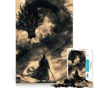Samurai Dragon Vintage 1000 Pieces Jigsaws Adults Puzzles Think Smart Toy Home Activity Smooth Cut Xmas Surprise (38x52cm)