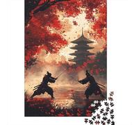 Samurai Duel 1000-Piece Premium Cardboard Japanese Warrior Art Style Jigsaw Bundle, Educational Challenge, Stress Relief, Gift for Senior Enthusiasts 52x38cm/1000pcs