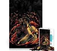 Samurai Duel in Fiery Landscape 1000 Piece Jigsaw Puzzles for Teenagers Jigsaw Think Toy Together Fun Sharp Cut Art Collectible (38x52cm)