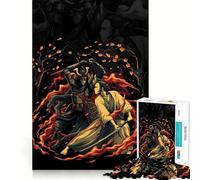 Samurai Duel in Fiery Landscape Jigsaw Puzzle for Teenagers 1000 Pieces Boost Memory Relaxing Fun Premium Cut Stylish Gift (38x26cm)