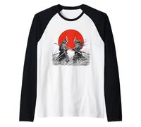 Samurai Duel Japanese Katana Field Scene Raglan Baseball Tee