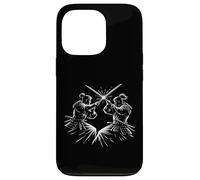 Samurai Duel Line Art Japanese Warrior Battle Scene Case for iPhone 13 Pro