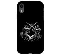 Samurai Duel Line Art Japanese Warrior Battle Scene Case for iPhone XR