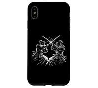 Samurai Duel Line Art Japanese Warrior Battle Scene Case for iPhone XS Max