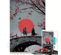Samurai Duel Stone Bridge Hard Jigsaw Puzzle for Adults 1000 Pieces Fine Logic Toy Calm Fun Neat Edge Thoughtful Gift (50x75cm)