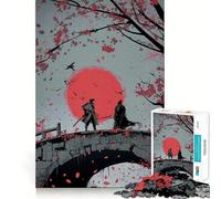 Samurai Duel Stone Bridge Jigsaw Puzzle for Teenagers 1000 Pieces Boost Memory Relaxing Fun Premium Cut Stylish Gift (38x26cm)