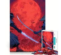 Samurai Duel Under A Red Moon Hard Jigsaw Puzzle for Adults 1000 Pieces Fine Logic Toy Calm Fun Neat Edge Thoughtful Gift (50x75cm)