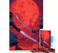 Samurai Duel Under A Red Moon Jigsaw Puzzles 1000 Pieces for Adults Boost Memory Peaceful Fun Premium Cut Memorable Gift (38x26cm)