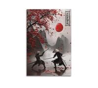 Samurai Duel Under Cherry Blossoms Art Poster Poster Decorative Painting Canvas Wall Posters And Art Picture Print Modern Family Bedroom Decor Posters 16x24inch(40x60cm)