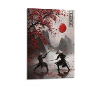 Samurai Duel Under Cherry Blossoms Art Poster Poster Decorative Painting Canvas Wall Posters And Art Picture Print Modern Family Bedroom Decor Posters 16x24inch(40x60cm)