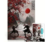Samurai Duel Under Cherry Blossoms Jigsaw Puzzles for Teenagers 1000 Piece Brain Workout Toy Mental Relax Art Assembly Unique Gift (50x75cm)
