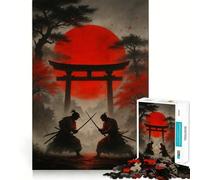 Samurai Duel Under Red Sun 1000 Piece Jigsaw Puzzles for Adults Jigsaw Recall Boost Mental Relax Smooth Cut Birthday Gift (38x26cm)