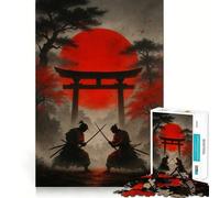 Samurai Duel Under Red Sun Jigsaw Puzzle for Teenagers 1000 Pieces Mind Skill Toy Gentle Leisure Design Assembly Premium Gift (50x75cm)