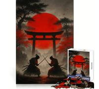 Samurai Duel Under Red Sun Jigsaw Puzzle for Teenagers 1000 Pieces Mind Skill Toy Gentle Leisure Design Assembly Premium Gift (50x75cm)