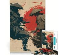 Samurai Duel with Red Sun Jigsaw Puzzles for Teenagers 1000 Piece Mind Challenge Toy Relaxing Fun Precise Cut Festive Gift (50x75cm)