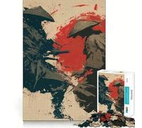 Samurai Duel with Red Sun Teenagers 1000 Piece Jigsaw Puzzle Logic Boost Toy Indoor Fun Premium Edge Memorable Gift (38x52cm)