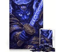 Samurai Egyptian Mau Cat with Sword 1000 Piece Jigsaw Puzzles for Teenagers Jigsaw Think Toy Together Fun Sharp Cut Art Collectible (38x52cm)