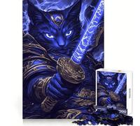 Samurai Egyptian Mau Cat with Sword Teenagers 1000 Piece Jigsaw Puzzle Logic Boost Toy Indoor Fun Premium Edge Memorable Gift (50x75cm)