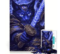 Samurai Egyptian Mau Cat with Sword Teenagers 1000 Piece Jigsaw Puzzle Logic Boost Toy Indoor Fun Premium Edge Memorable Gift (50x75cm)
