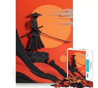 Samurai Flat Paper Craft Jigsaw Puzzle for Teenagers 1000 Pieces Boost Recall Tension Relief Tight Edge Fine Art Piece (38x26cm)