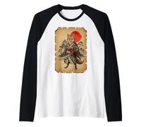 Samurai Fox Japanese Art Anime Raglan Baseball Tee