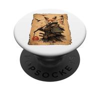 Samurai Fox, Vintage Japanese Ukiyo-e Warrior Ninja Anime PopSockets Adhesive PopGrip