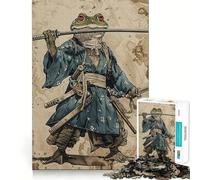 Samurai Frog 1000 Pieces Jigsaw Puzzles for Adults Fine Logic Toy Leisure Time Neat Edge Art Collectible (38x26cm)