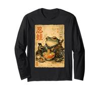 Samurai Frog Eating Ramen Scroll Phone Japanese Ninja Frog Long Sleeve T-Shirt