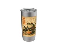 Samurai Frog Eating Ramen Scroll Phone Japanese Ninja Frog Stainless Steel Insulated Tumbler