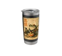 Samurai Frog Eating Ramen Scroll Phone Japanese Ninja Frog Stainless Steel Insulated Tumbler