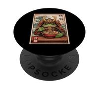 Samurai Frog Eating Ramen Warrior Great Wave Vintage Art PopSockets Adhesive PopGrip