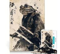 Samurai Frog Hard Jigsaw Puzzle for Adults 1000 Pieces Reason Skill Toy Family Time Tight Cut Art Collectible (38x26cm)